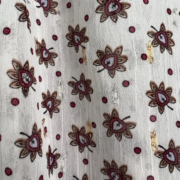 NWT Figueroa & Flower size XL Blouse Patterned with Gold/Silver Dots Flowy Boho - Picture 3 of 9